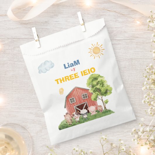 Farm Three I-E-I-O 3rd Birthday Geschenktütchen (Ausgeschnitten)