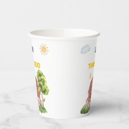 Farm Three I-E-I-O 3rd Birthday Pappbecher (Links)