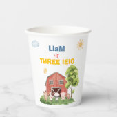 Farm Three I-E-I-O 3rd Birthday Pappbecher (Vorderseite)