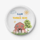 Farm Three I-E-I-O 3rd Birthday Pappteller (Vorderseite)