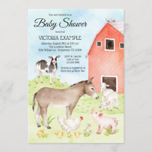 Farm-Tier-Baby-Shower-Einladungen Einladung