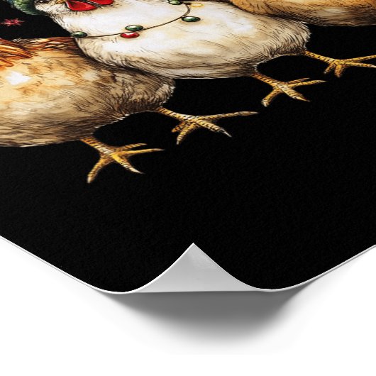 Farm Tier Hühnchen Weihnachtscoquette Bow Hühnchen Poster (Ecke)