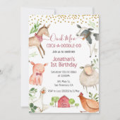 Farm Tier Oink Moo Cockadoodle Doo Geburtstag Einladung (Vorderseite)
