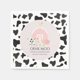 Farm Tier rosa Stachelkühe Print Birthday Serviette