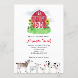 FARM TIERE Aquarell Kinderdusche Einladung