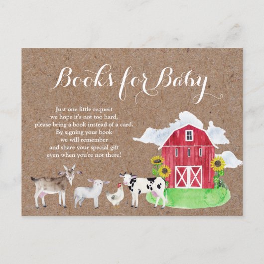 FARM TIERE Aquarell Kraftbücher für Baby Einladungspostkarte (Vorderseite)