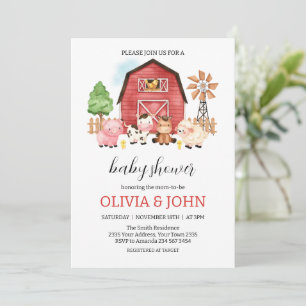Farm-Tiere Baby Shower Einladung