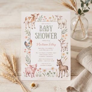 Farm-Tiere Baby Shower Einladung