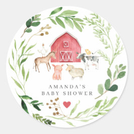 Farm-Tiere Baby Shower Runder Aufkleber