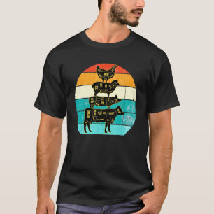 Farm-Tiere-T-Shirt Retro-Vintage-Kuh-Schwein-Huhn- T-Shirt