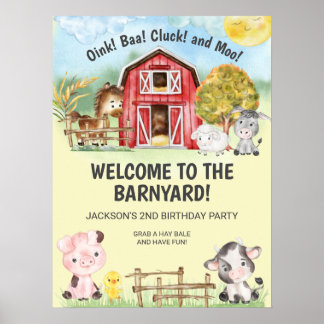 Farm Tierhaltung Thema 2. Geburtstag Willkommen Poster