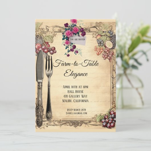 Farm to Table Dinner Einladung (Stehend Vorderseite)