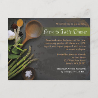 Farm to Table Dinner Einladung Postkarte