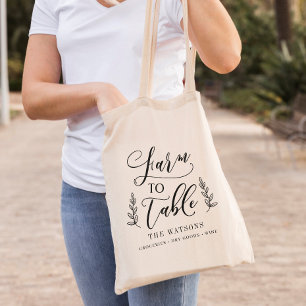 Farm to Table Editable Color Custom Grocery Tragetasche