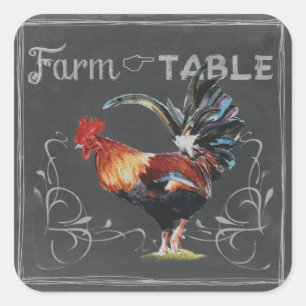 Farm-to-Table-Hahn Quadratischer Aufkleber