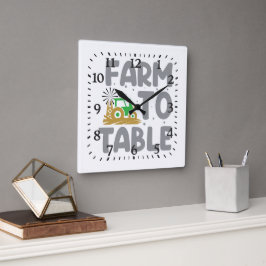 Farm to Table Tractor Windmill Quadratische Wanduhr
