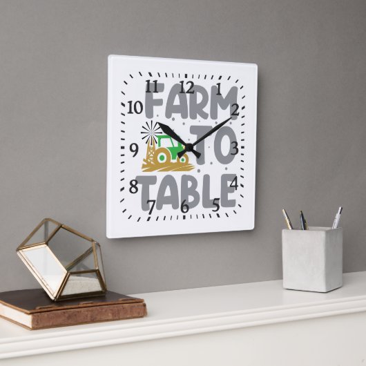 Farm to Table Tractor Windmill Quadratische Wanduhr (Büro)