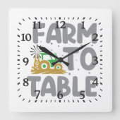Farm-to-Table-Traktor-Windmühle  Quadratische Wanduhr (Vorderseite)