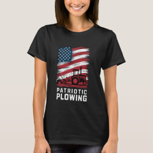 Farm Tracers USA Flag Patriotic Farm American T-Shirt