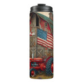 Farm Tractor Barn American Flag Thermosbecher (Vorderseite)