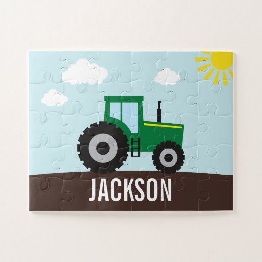 Farm Tractor Green und Gelb Puzzle (Horizontal)