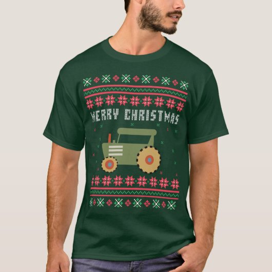 Farm Tractor Ugly Weihnachtssüßer T-Shirt (Vorderseite)