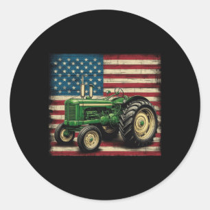 Farm Tractor US Flag Traktor American Farm USA Runder Aufkleber