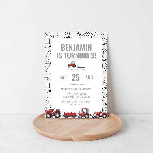 Farm Tractors Thema Geburtstag Einladung