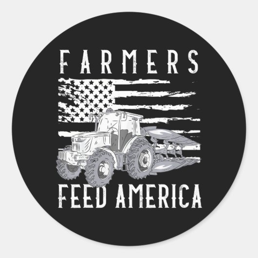 Farm Tractors USA Flag Bauern Fütterte Amerika Runder Aufkleber (Vorderseite)