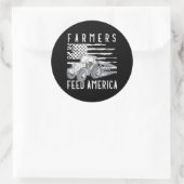 Farm Tractors USA Flag Bauern Fütterte Amerika Runder Aufkleber (Tasche)