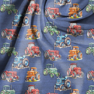 Farm-Traktor-Denim-Blau-Design Stoff