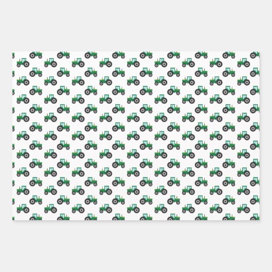 Farm Traktor, Grün- und Gelbkidpapier  Geschenkpapier Set (Vorderseite)