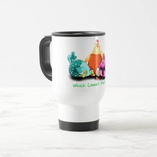 Farm Travel Mug Chickens Waiting Egg to Hatch Reisebecher (Vorderseite Links)