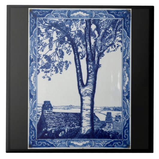 Farm Tree Cornwall Kobaltblau Keramik-Kunstfliese Fliese (Vorderseite)