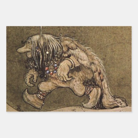 "Farm Troll" des schwedischen Künstlers John Bauer Geschenkpapier Set (Vorderseite)