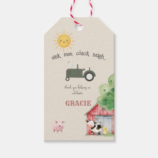 Farm- und Tier-Geburtstag Geschenkanhänger (Vorderseite)