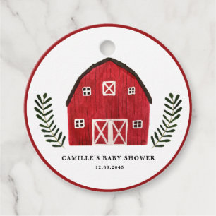 Farm Watercolor Rote Scheune Baby Shower Dankeschö Geschenkanhänger