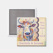 Farm Wedding Cow Save the Date Magnet (Vorderseite/Rückseite)