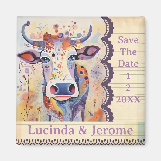 Farm Wedding Cow Save the Date Magnet (Vorne)