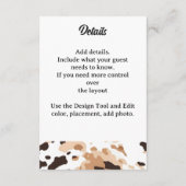 Farm Wedding Cowhide Print Begleitkarte (Rückseite)