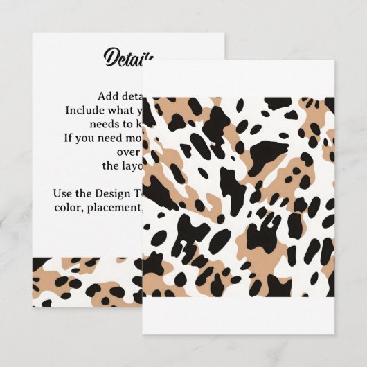 Farm Wedding Cowhide Print Begleitkarte (Vorne/Hinten)