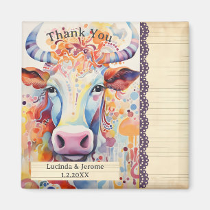 Farm Wedding White Cow Vielen Dank Magnet