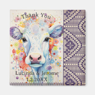 Farm Wedding White Cow Vielen Dank Magnet