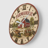 Farmaholic Rustic Red Barn  Große Wanduhr (Winkel)