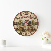 Farmaholic Rustic Red Barn  Große Wanduhr (Zuhause)