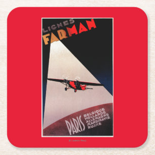 Farman Airlines Farman 300-Eindecker Promo-Poster Rechteckiger Pappuntersetzer
