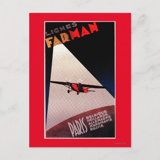 Farman Airlines Farman 300 Monoplane Promo Poste Postkarte (Vorderseite)