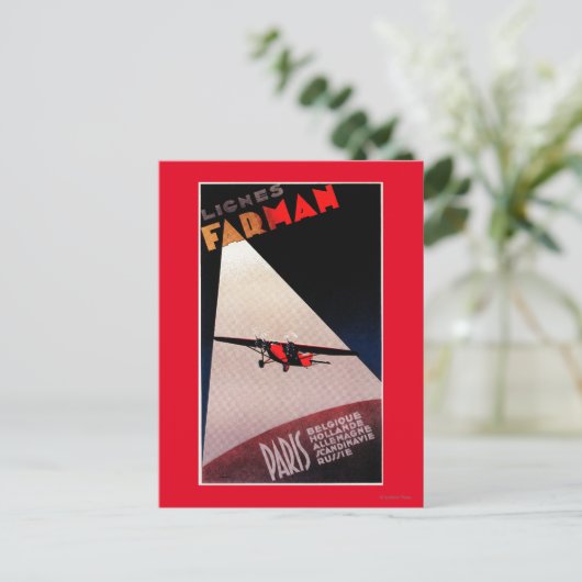 Farman Airlines Farman 300 Monoplane Promo Poste Postkarte (Stehend Vorderseite)