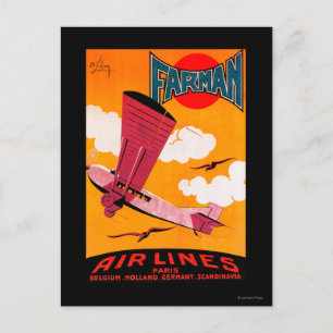 Farman Brothers Airlines F-170-Eindecker-Plakat Postkarte