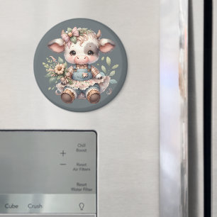 Farmcore Kawaii Kalb im Vintage-Blumenkleid Magnet